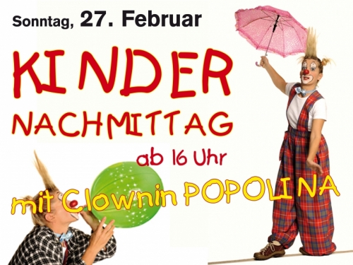 Kinderfasching  am So 27.2. ab 16.00 mit Poplina